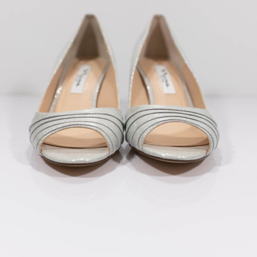 Nina Chezare Metallic Peep Toe Wedding Pumps - Picture 4 of 15